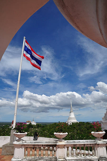istock Thai flag and white pagoda in frame 185868992