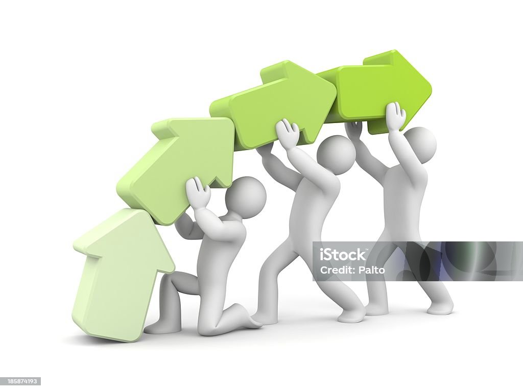 Teamwork to success Teamwork concept. Isolated on white Arrow Symbol Stock Photo