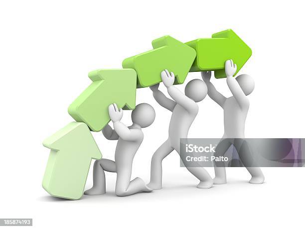 Teamwork To Success Stock Photo - Download Image Now - Arrow Symbol, Characters, Ladder