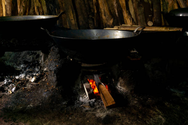 istock traditional Indonesian kitchen atmosphere, cooking with firewood.. 1858745123