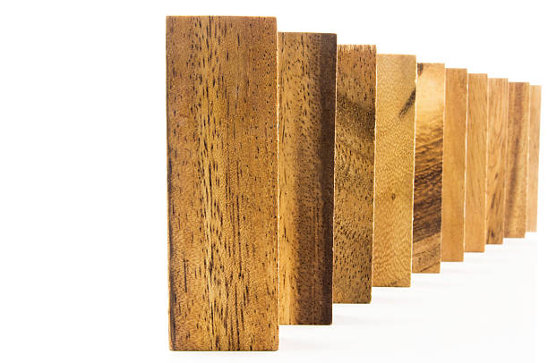 istock Wooden blocks arranged in a row 185877060