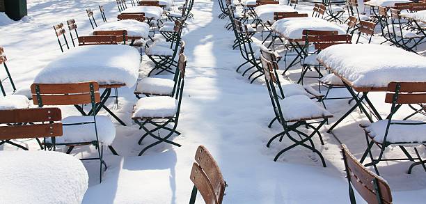 beer garden in the winter in bavaria