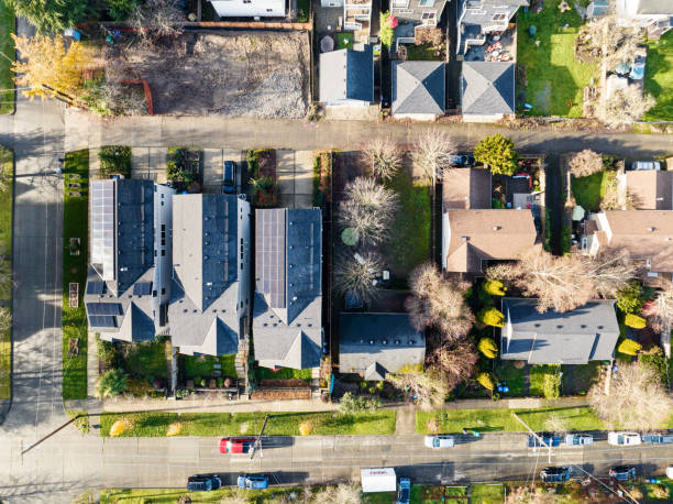istock Solar Panels On City Houses 1858798369
