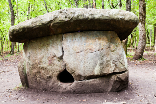 big shapsugskiy dolmen - monument of prehistoric architecture in caucasus mountains, Russia