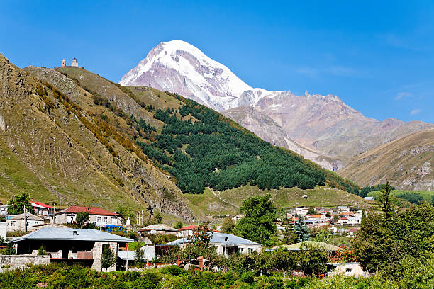 istock town Kazbegi and Mount Kazbek in Georgia 185880973