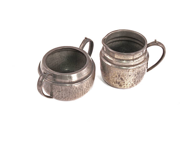 istock Pewter sugar bowl and milk jug. 185881156