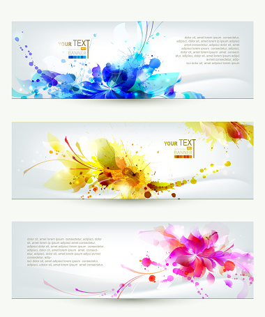 Set of three headers. Abstract artistic Backgrounds