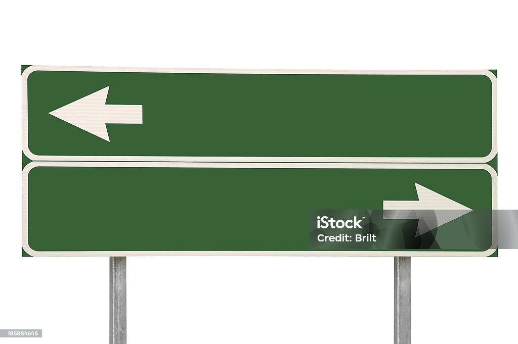 Crossroads Road Sign, Two Arrows Green Isolated Blank Empty Signage - Royaltyfri Trafikskylt Bildbanksbilder