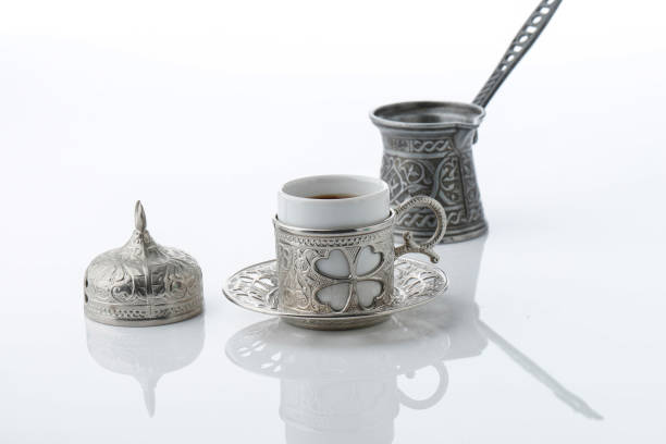 istock Turkish Coffee in Metal Silver Traditional Cup. 1858848085