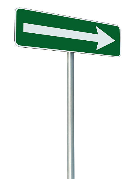 istock Right traffic route only direction sign turn pointer, green isolated 185885114
