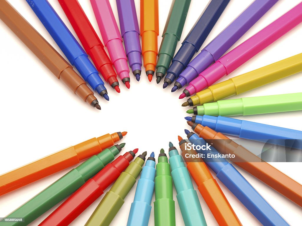 Lápices de colores fieltro punta - Foto de stock de Aire libre libre de derechos