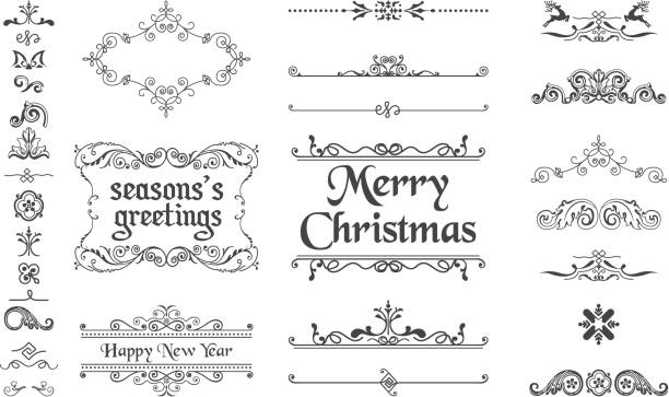 рождественские украшения коллекции - typographic ornament stock illustrations