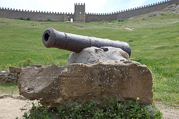 istock Genoese fortress. Ancient cannon 185886522