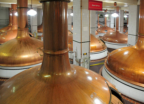 istock brew kettles room in a brewery - brewing vats 185886575