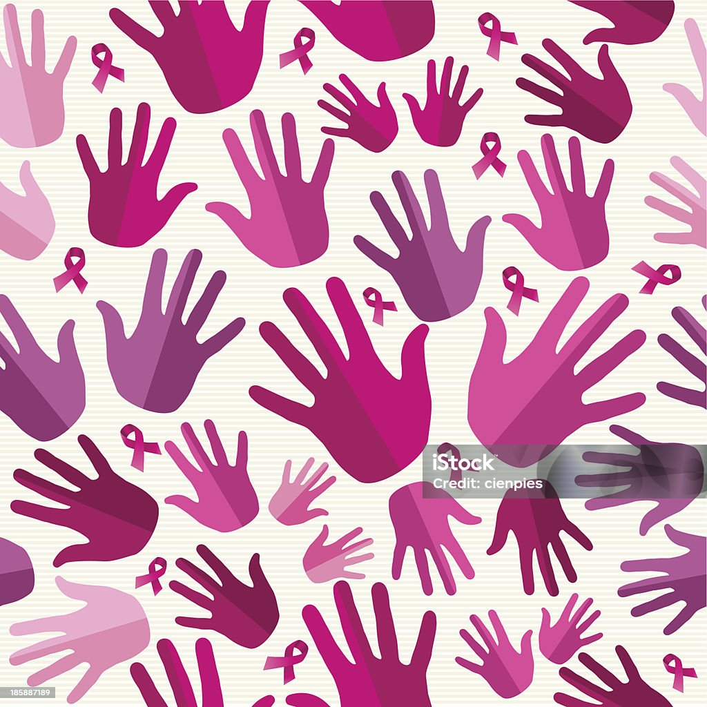Breast cancer awareness ribbon Frauen Hände, nahtlose Muster. - Lizenzfrei Abzeichen Vektorgrafik