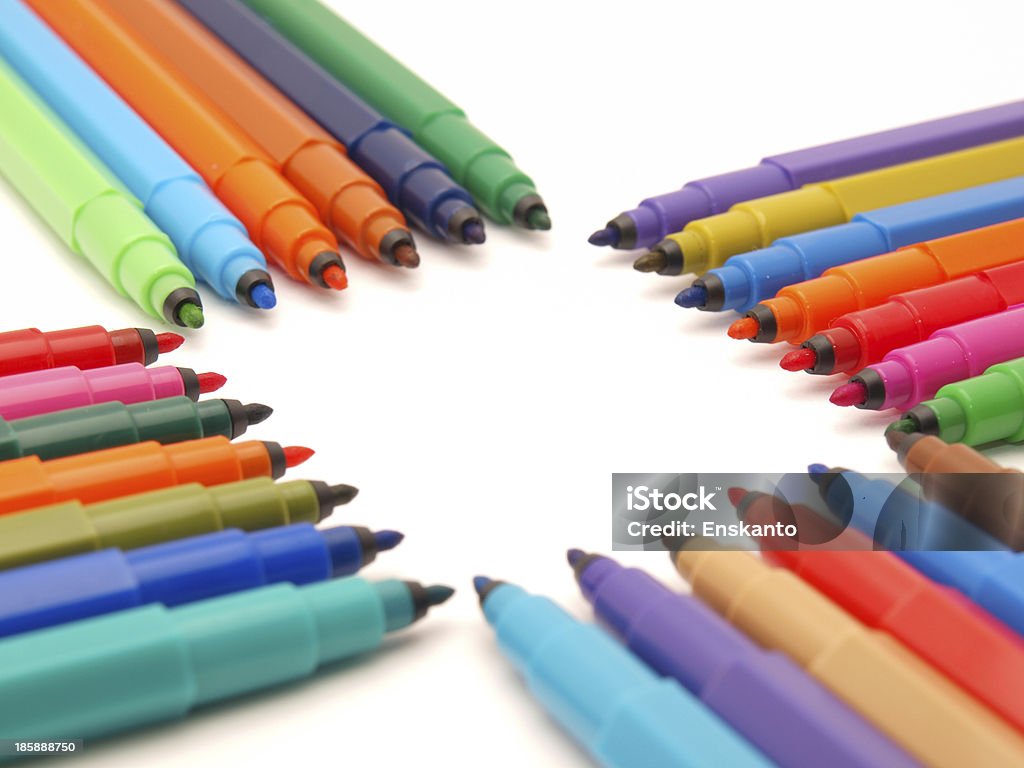 Punta in feltro penne di colore - Foto stock royalty-free di Ambientazione esterna