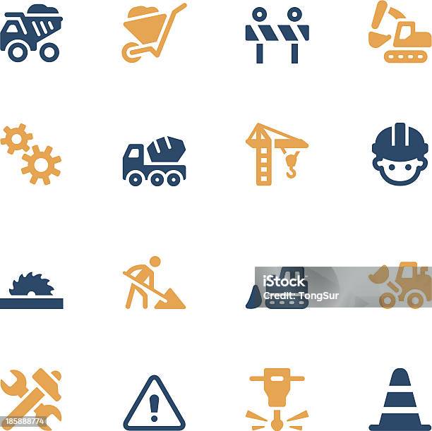 Construction Iconscolorserie Stock Vektor Art und mehr Bilder von Straßenbau-Warnschild - Straßenbau-Warnschild, Symbol, Arbeiter