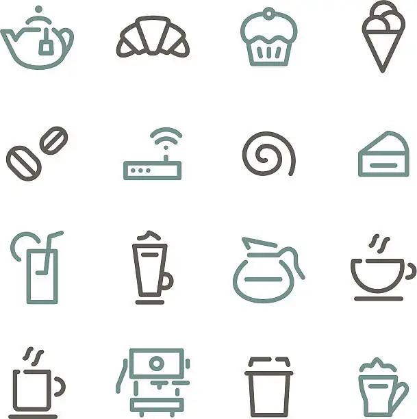 Vector illustration of Cafe Icons - Line Color Series