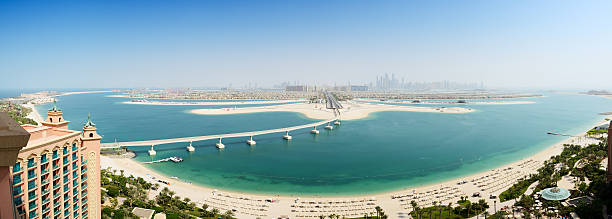 istock Panoramic view on Jumeirah Palm man-made island, Dubai, UAE 185889125