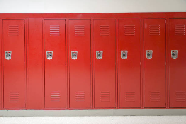 istock close up on red lockers in the school 1858891626