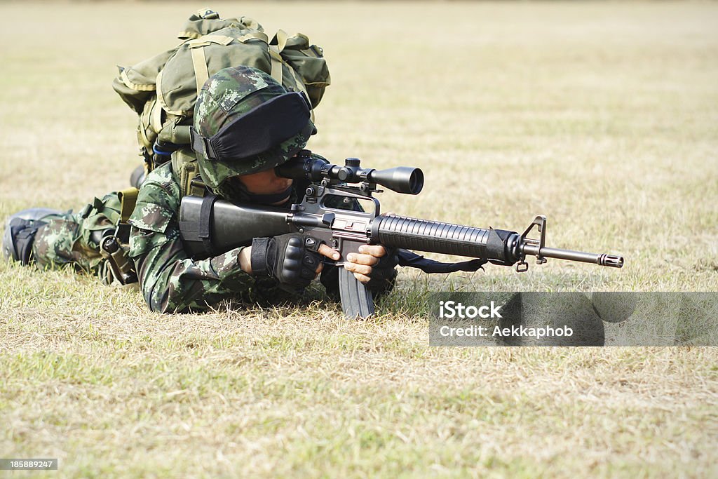 Soldaten mit Gewehr - Lizenzfrei Schlacht Stock-Foto