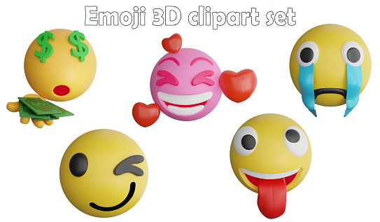 Emoji clipart element ,3D render emoji and emoticon concept isolated on white background icon set No.5