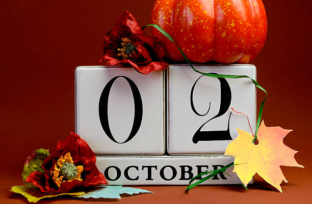 istock Save the Date white block calendar for October 2nd 185890058