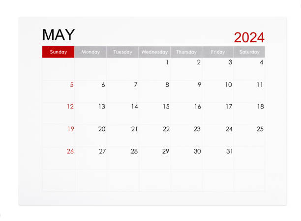 istock The May 2024 monthly calendar page isolated on white background, Saved clipping path. 1858918108