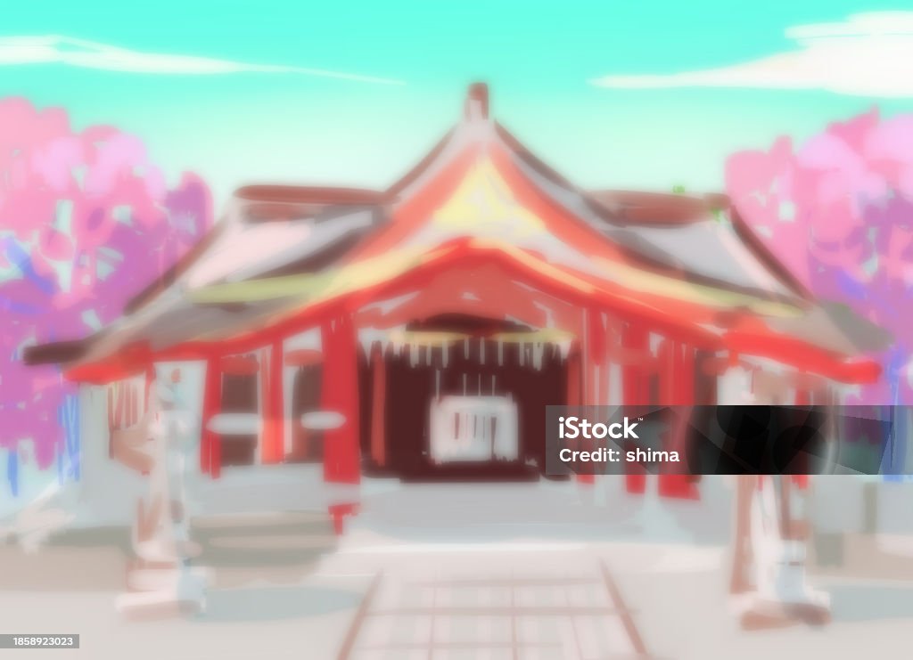 Crete Shrine Springsource Spring Shrine Background With Cherry Blossoms Blooming Stock ...