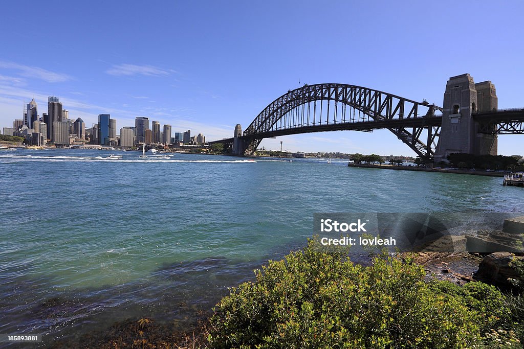 Sydney Harbour Bridge i miasto - Zbiór zdjęć royalty-free (Architektura)