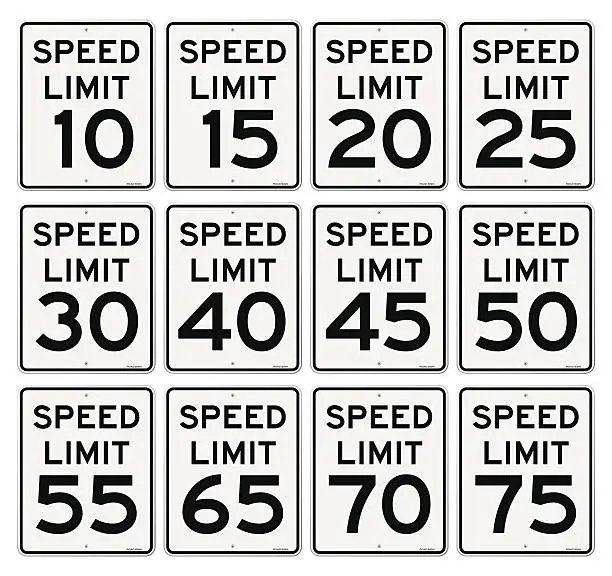 Vector illustration of Speed Limit Sign Set