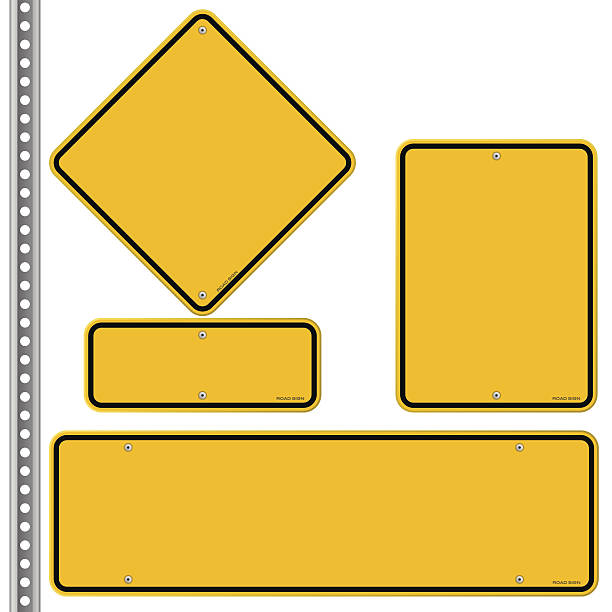 Yellow Roadsigns Set Blank signs in various shapes isolated on white background. EPS version 10 with transparency included in download. road sign illustrations stock illustrations
