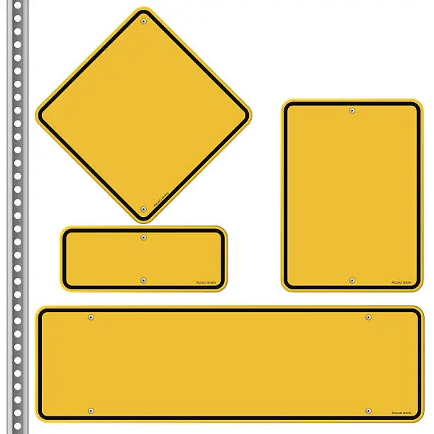 Vector illustration of Yellow Roadsigns Set