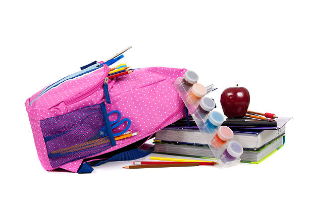istock Backpack with school supplies on a white background 185896189