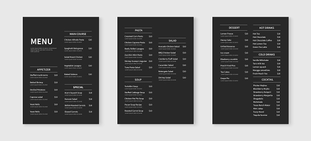 Small Menu Design Minimalist Menu Layout Template Restaurant And Cafe Menu Design Vector ...