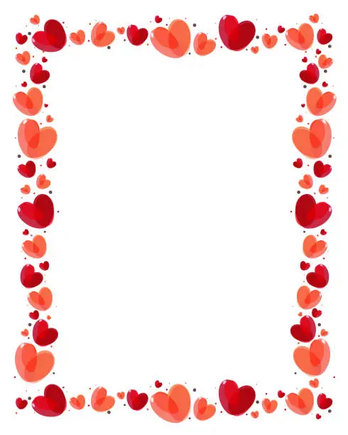 Vector illustration of A rectangular frame of red hearts.