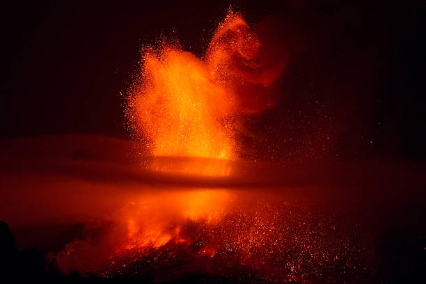 eruption etna stock photo