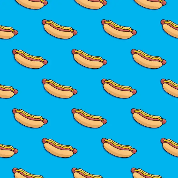 Vector illustration of Hot Dogs Seamless Pattern