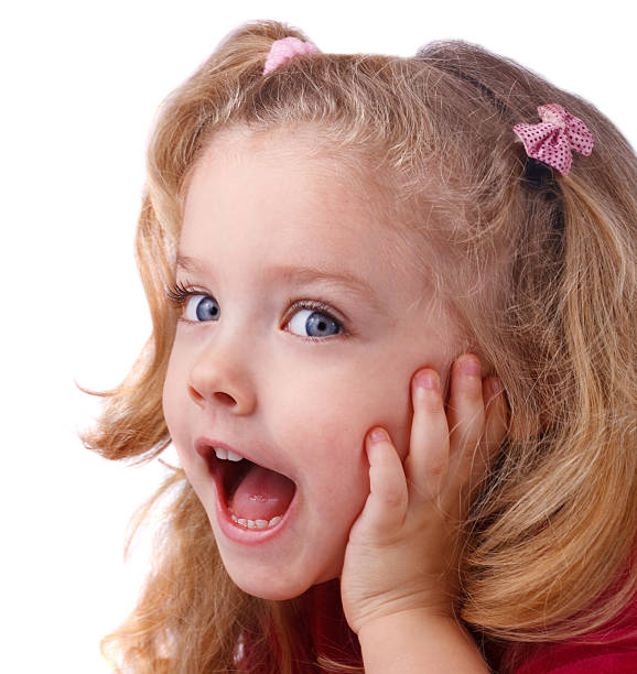 istock Surprised little girl  isolate on white 185902486