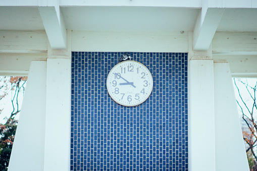 Big Round Analog Clock at Building in Hong Kong