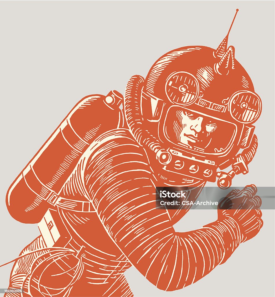 Astronaut im Raumanzug - Lizenzfrei Retrostil Vektorgrafik