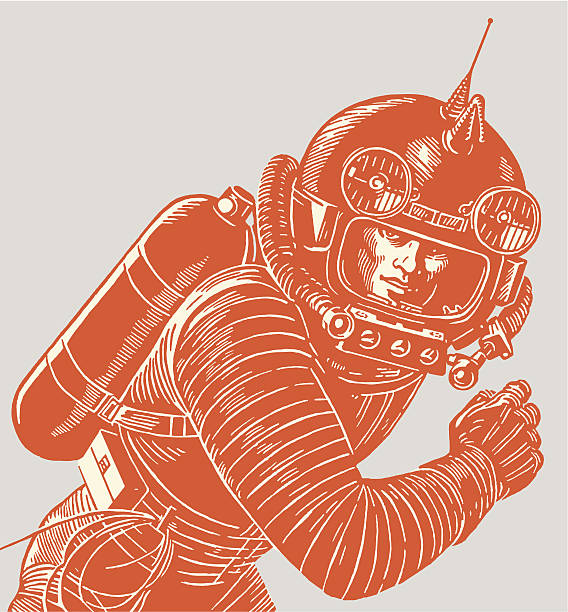 Astronaut Wearing a Spacesuit Astronaut Wearing a Spacesuit space exploration illustrations stock illustrations