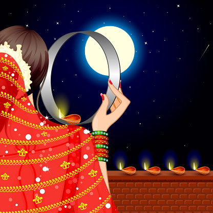 Indian Lady Celebrating Karwa Chauth Stock Illustration - Download Image  Now - Karva Chauth, Culture of India, Women - iStock