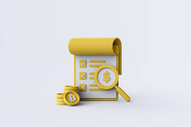 istock Check list with magnifying glass, check mark, pile money coins. 1859065605
