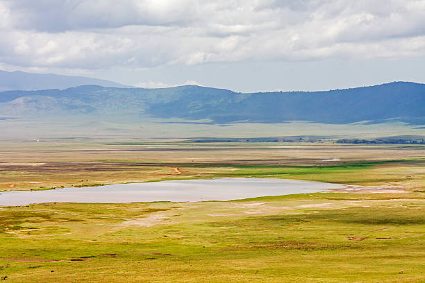 istock Huge Ngorongoro caldera with lake before mountain ridge 185906871