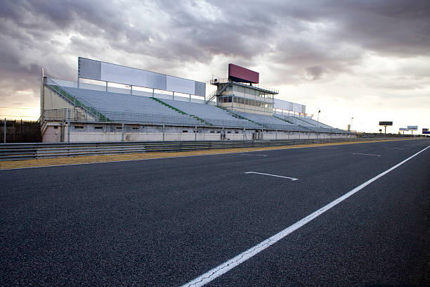 Jarama Racetrack. Perspective of tribune and straight in Jarama Racetrack, Madrid, Spain. motor racing track stock pictures, royalty-free photos & images