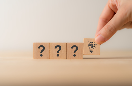 Question Idea Analysis Question Marks And Light Bulb Symbolizing Idea Or Solution Problem ...