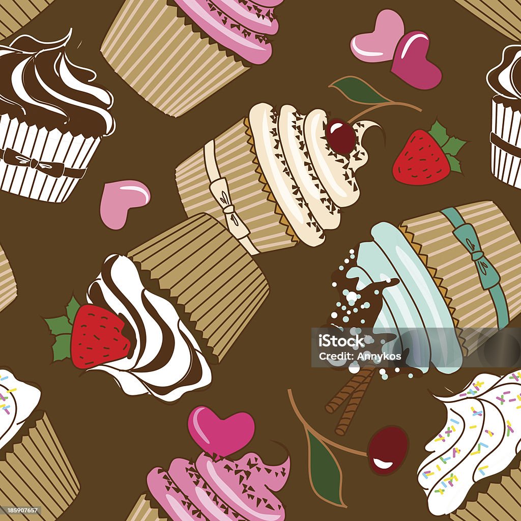 Sem costura padrão de cupcakes - Royalty-free Assado no Forno arte vetorial