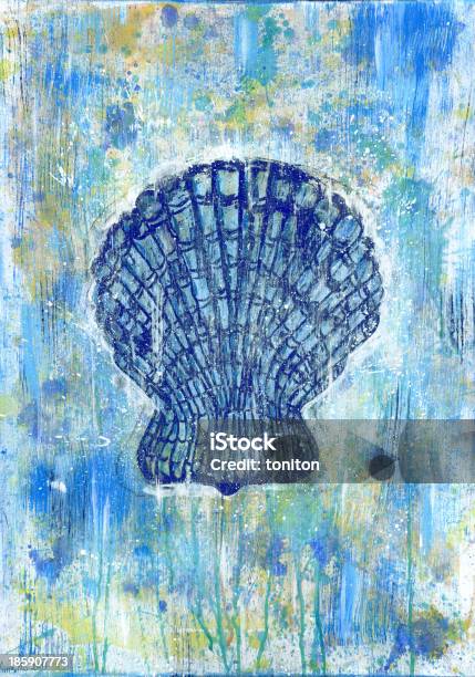 Seashell Pectinidae Kunst Gemälde Stock Vektor Art und mehr Bilder von Abstrakt - Abstrakt, Altertümlich, Aquarell