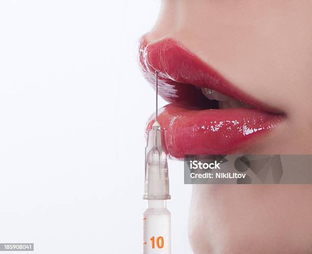 Woman Applying Injection With Syringe Stock Photo - Download Image Now - Adult, Aging Process, Beauty